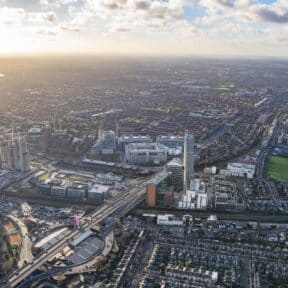 Aeriial view of White City Innovation District, copyright Jason Hawkes