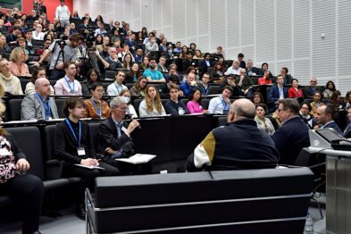 Image showing the audience and panelists at a Jawdrop event held in White City Innovation District.