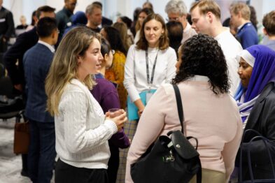 Attendees pictured networking at a Jawdrop Summit event.