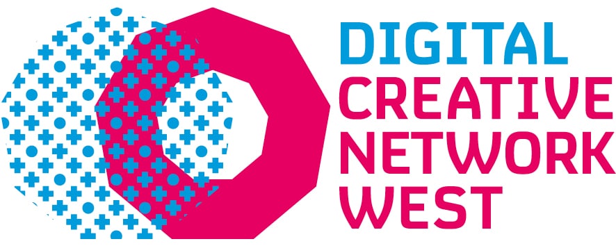 Graphical and text logo for Digital Creative Network West