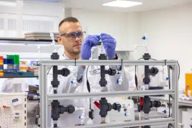 Puraffinity CEO Henrik Hagemann pictured working in the lab.