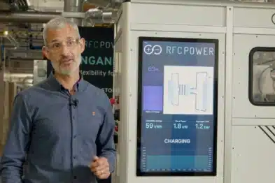 RFC Power CEO Tim Von Werne demonstrates the company's technology.