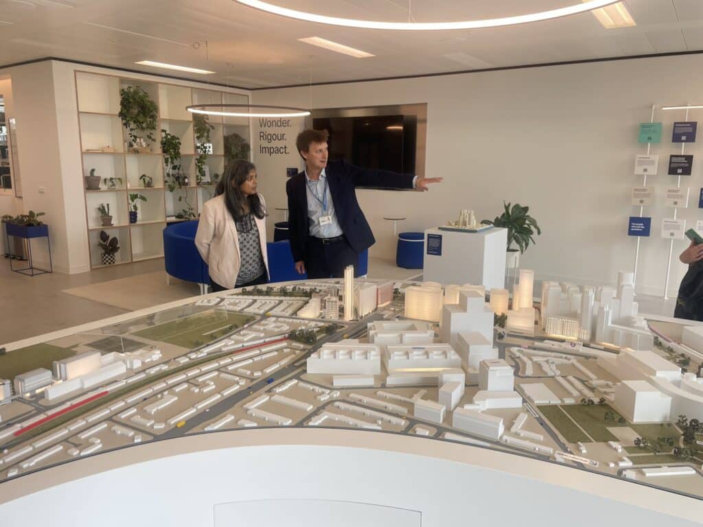 Rupa Huq MP reviews development plans for WestTech London with Imperial College London's Tom Bailey