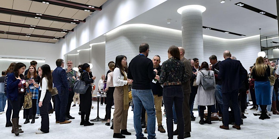 Attendees pictured networking at a Nexus Upstream event at Scale Space in White City