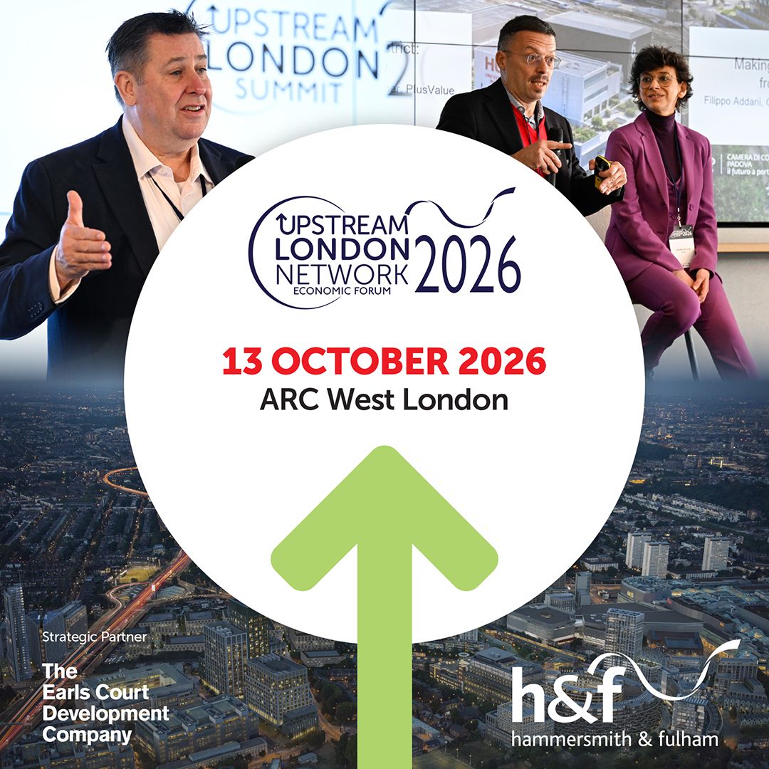 Graphic image promoting Upstream London Economic Forum event (13th October 2026, ARC West London)